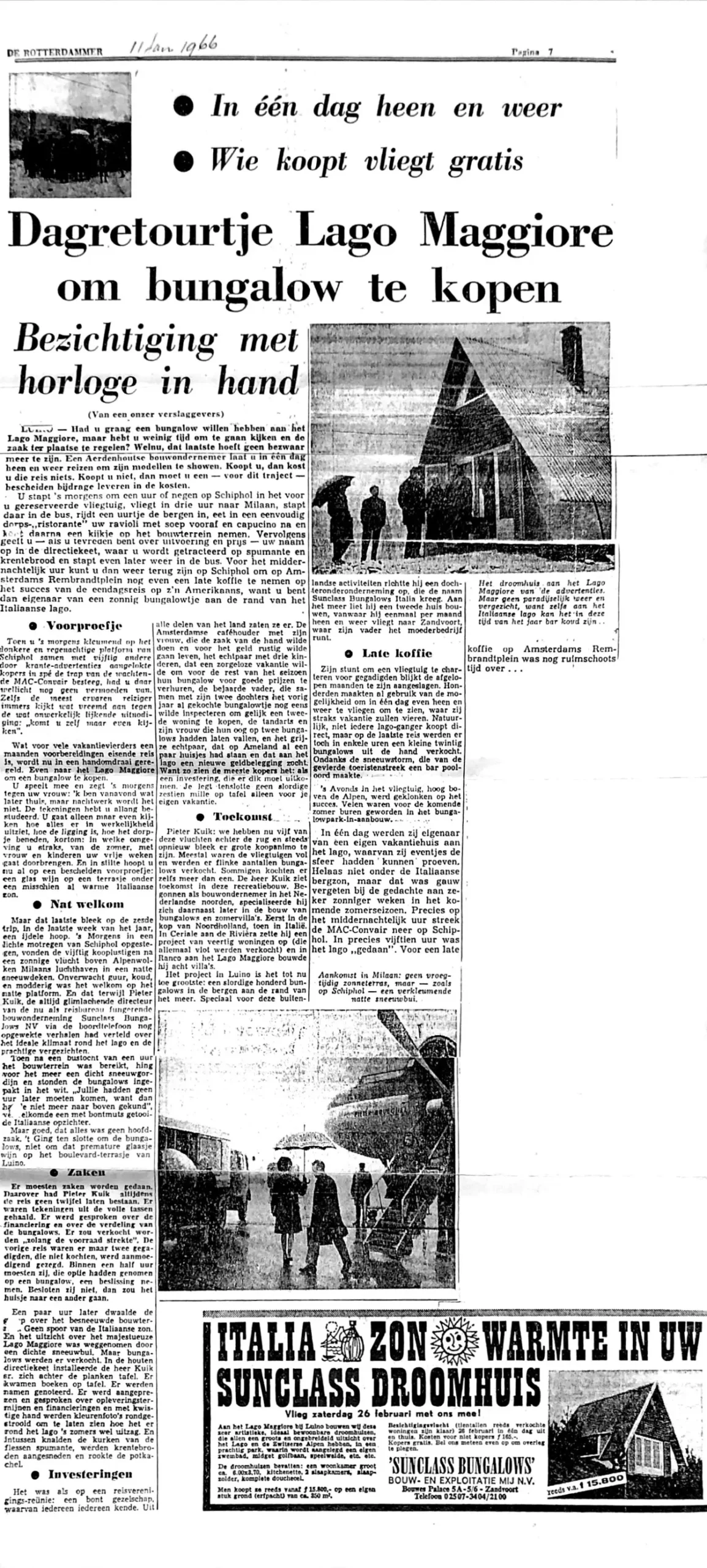 Villaggio Olandese Historischer Zeitungsartikel 1966 Historischer Zeitungsartikel von 1966 über das Villaggio Olandese
